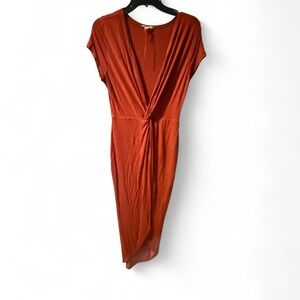 Rolla Coster Brown Orange Ruched Wrap Dress